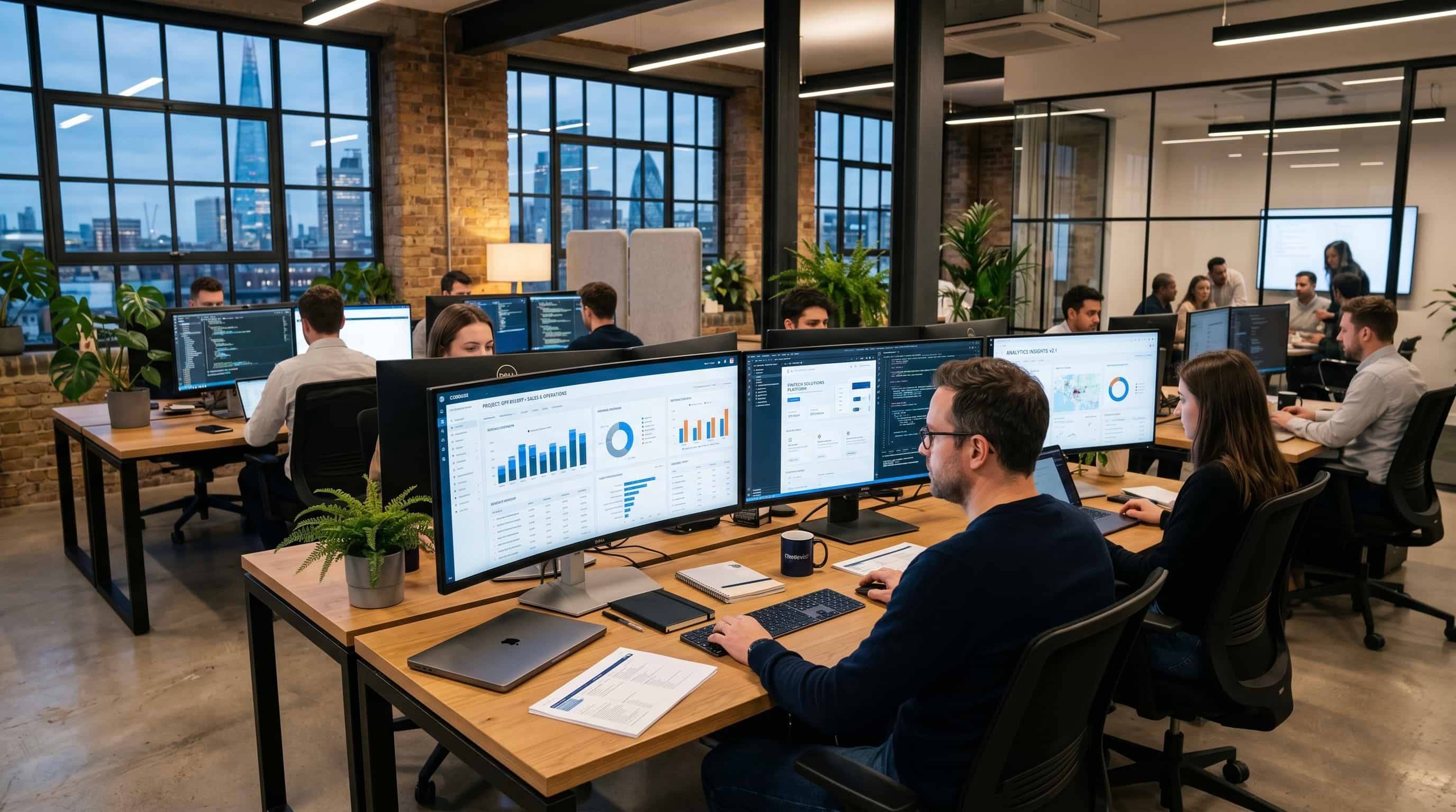 Modern web development agency workspace in Barking, East London